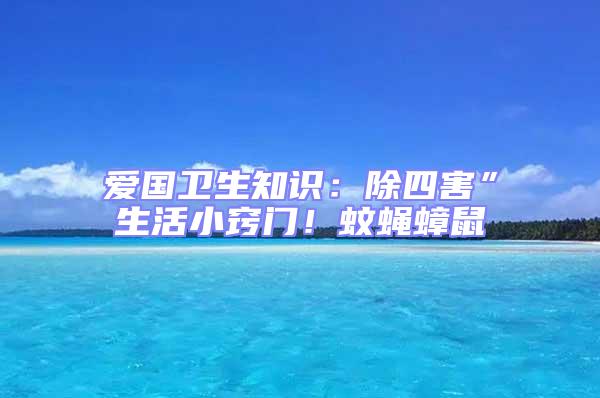 愛國衛(wèi)生知識：除四害”生活小竅門！蚊蠅蟑鼠