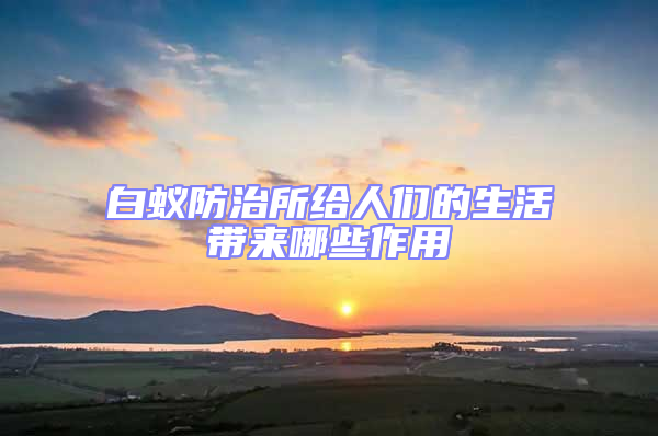 白蟻防治所給人們的生活帶來哪些作用